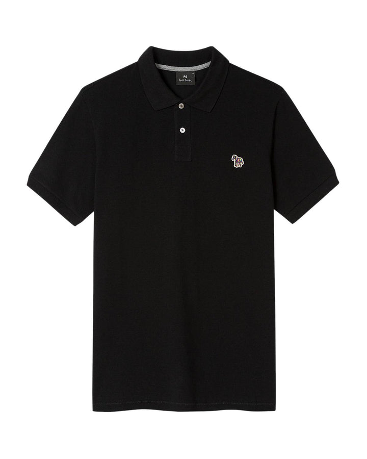 PS PAUL SMITH MENS ZEBRA LOGO ORGANIC POLO SHIRT BLACK-Designer Outlet Sales