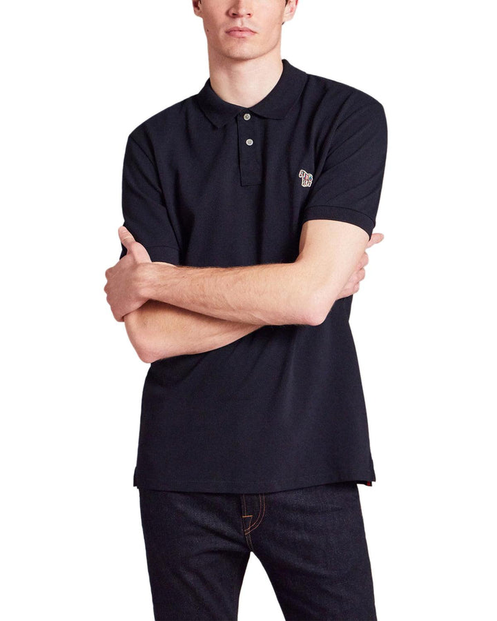 PS PAUL SMITH MENS ZEBRA LOGO ORGANIC POLO SHIRT DARK NAVY-Designer Outlet Sales