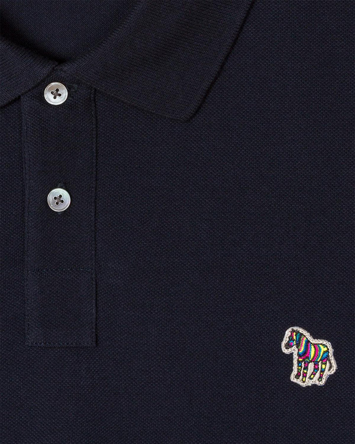 PS PAUL SMITH MENS ZEBRA LOGO ORGANIC POLO SHIRT DARK NAVY-Designer Outlet Sales