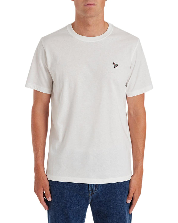 PS PAUL SMITH MENS ZEBRA LOGO ORGANIC T-SHIRT WHITE-Designer Outlet Sales