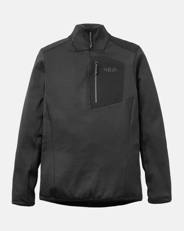 RAB MENS ASCENDOR PULL-ON 1/4 ZIP FLEECE BLACK-Designer Outlet Sales