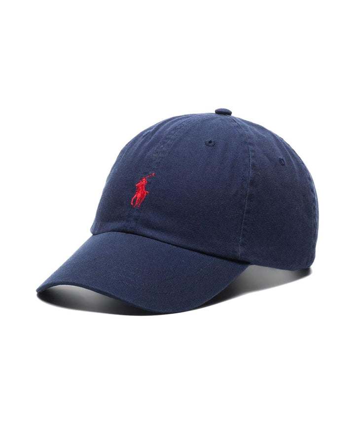 RALPH LAUREN COTTON CHINO BASEBALL CAP NEWPORT NAVY RED-Designer Outlet Sales