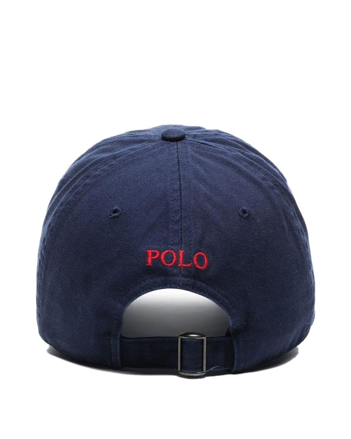 RALPH LAUREN COTTON CHINO BASEBALL CAP NEWPORT NAVY RED-Designer Outlet Sales