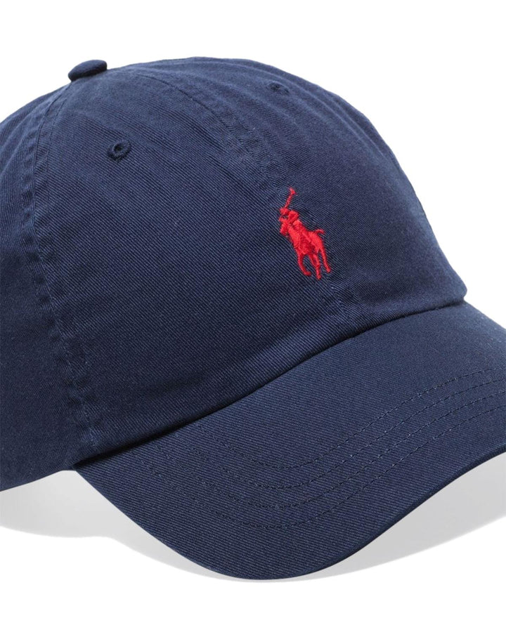 RALPH LAUREN COTTON CHINO BASEBALL CAP NEWPORT NAVY RED-Designer Outlet Sales