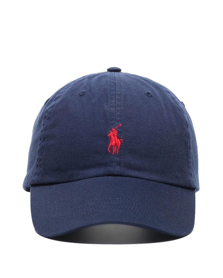 RALPH LAUREN COTTON CHINO BASEBALL CAP NEWPORT NAVY RED-Designer Outlet Sales