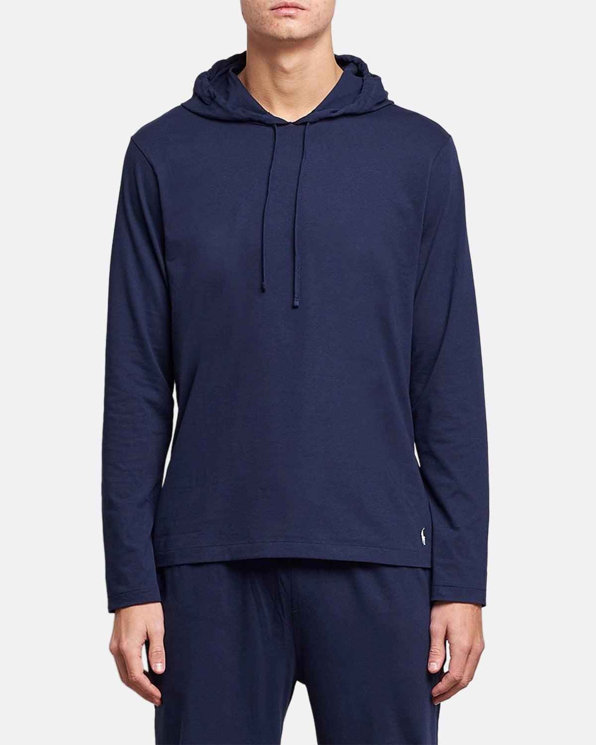 RALPH LAUREN COTTON JERSEY SLEEP HOODIE NAVY – RALPH-LAUREN-714844760-001-S | Studio DOS by Designer Outlet Sales