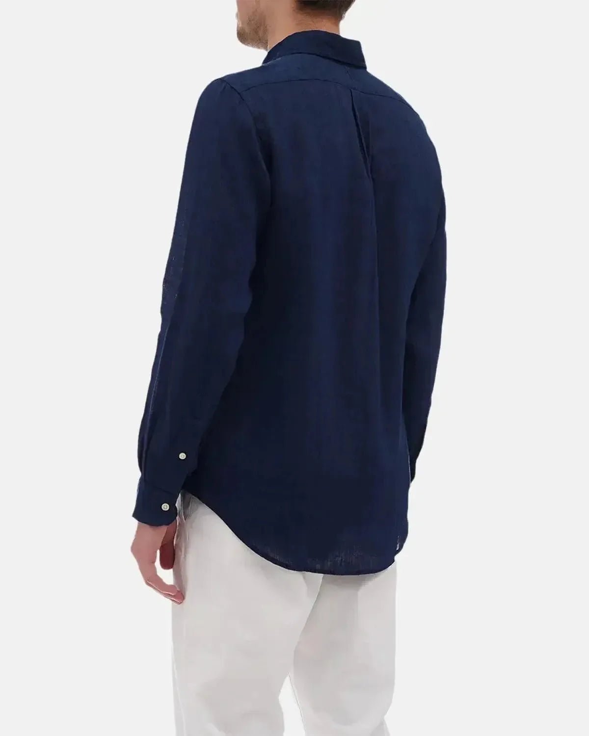 RALPH LAUREN CUSTOM FIT LINEN SHIRT NEWPORT NAVY – RALPH-LAUREN-710966294-006-S | Studio DOS by Designer Outlet Sales