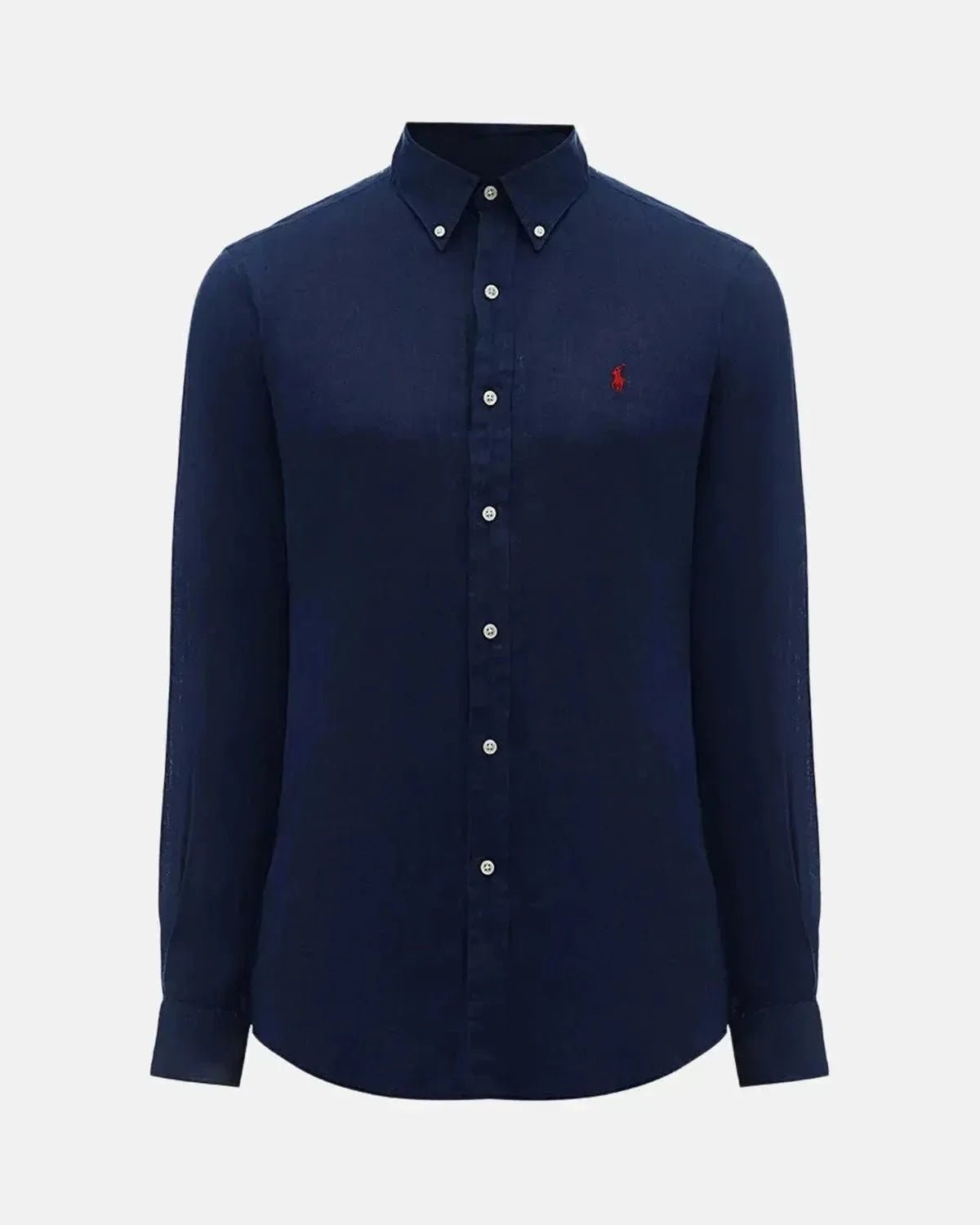 RALPH LAUREN CUSTOM FIT LINEN SHIRT NEWPORT NAVY – RALPH-LAUREN-710966294-006-S | Studio DOS by Designer Outlet Sales