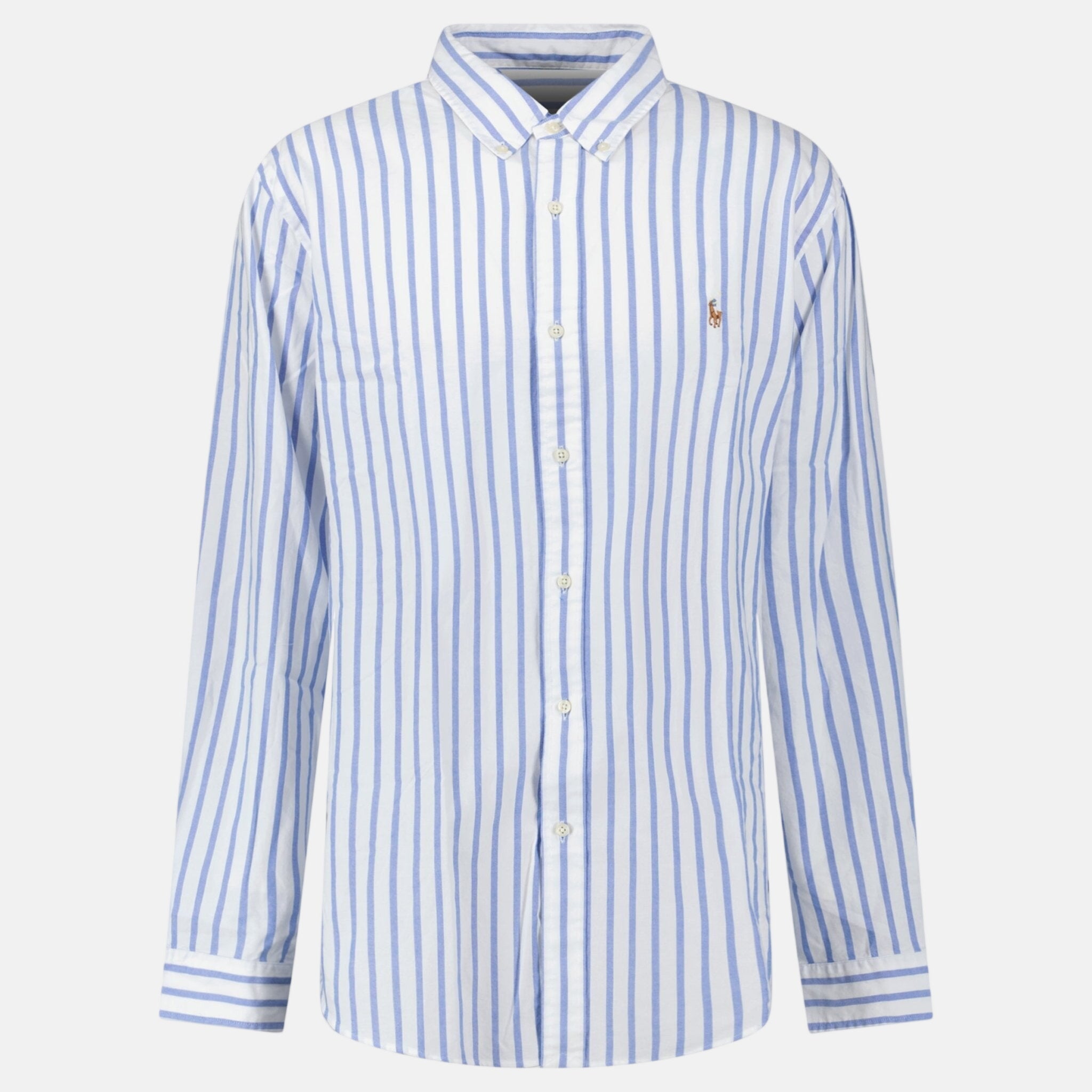 Ralph Lauren Custom Fit Stripe Oxford Shirt Blue White – C16 | Studio DOS by Designer Outlet Sales