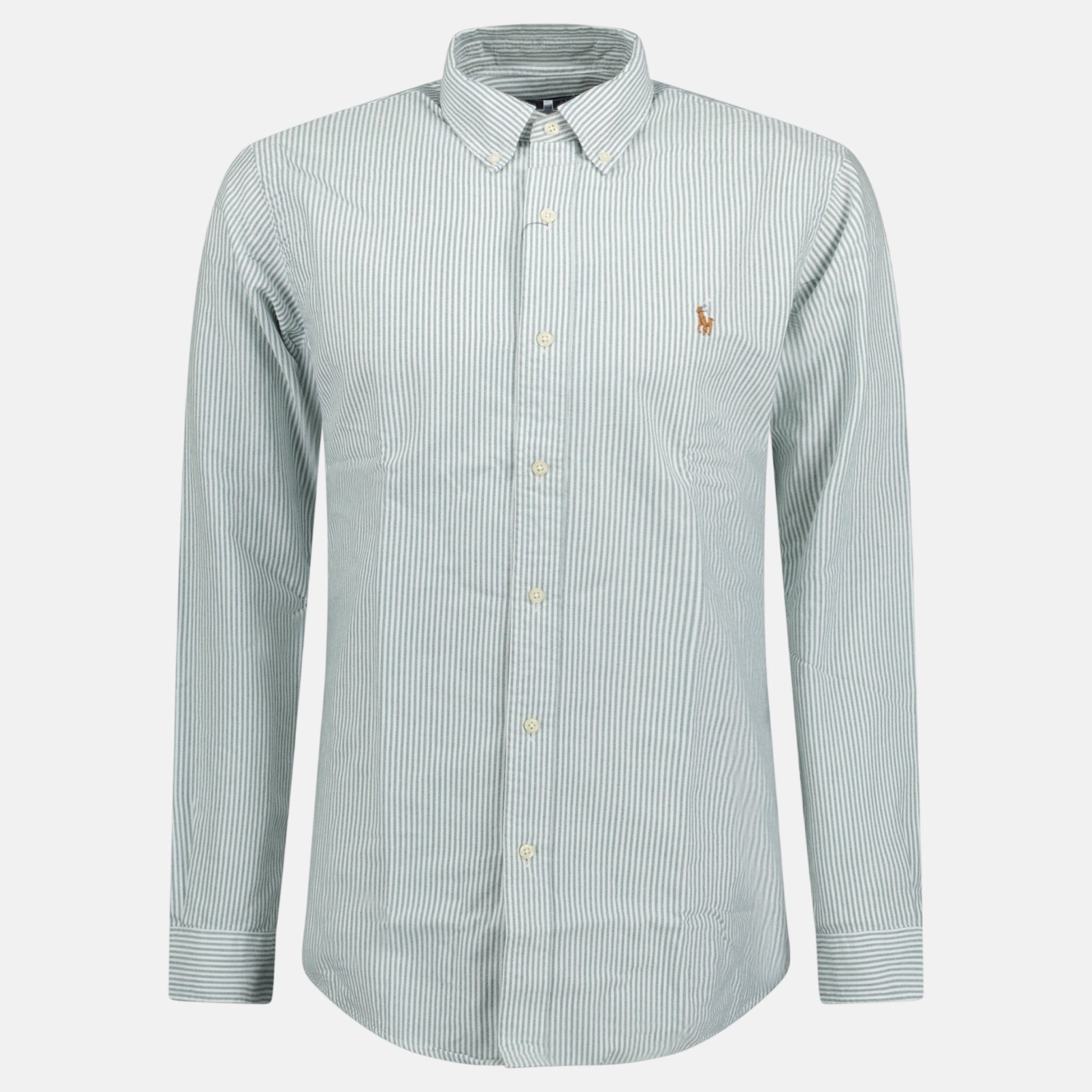 Ralph Lauren Custom Fit Striped Stretch Oxford Shirt Green White – C6 | Studio DOS by Designer Outlet Sales