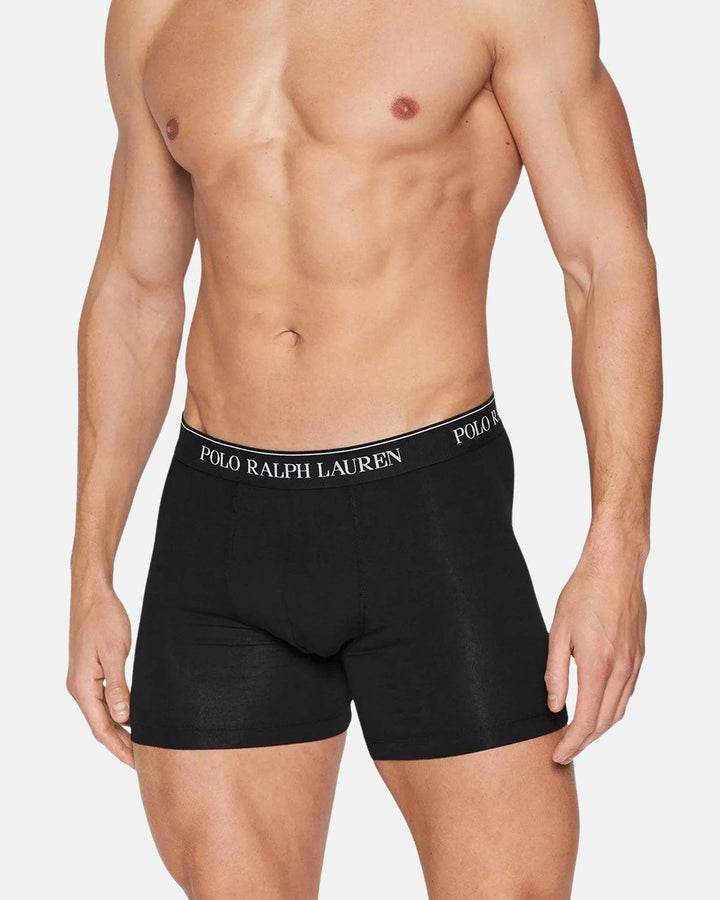 RALPH LAUREN MENS 3 PACK BOXER BRIEF TRUNKS BLACK-Designer Outlet Sales