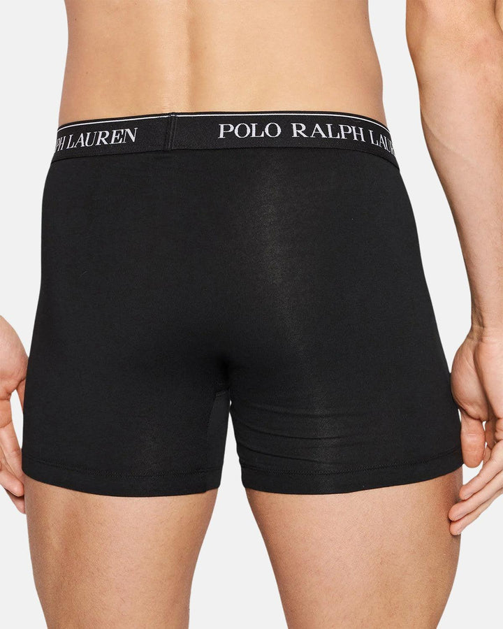 RALPH LAUREN MENS 3 PACK BOXER BRIEF TRUNKS BLACK-Designer Outlet Sales