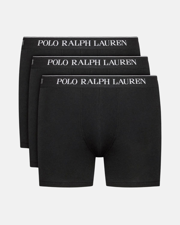 RALPH LAUREN MENS 3 PACK BOXER BRIEF TRUNKS BLACK-Designer Outlet Sales