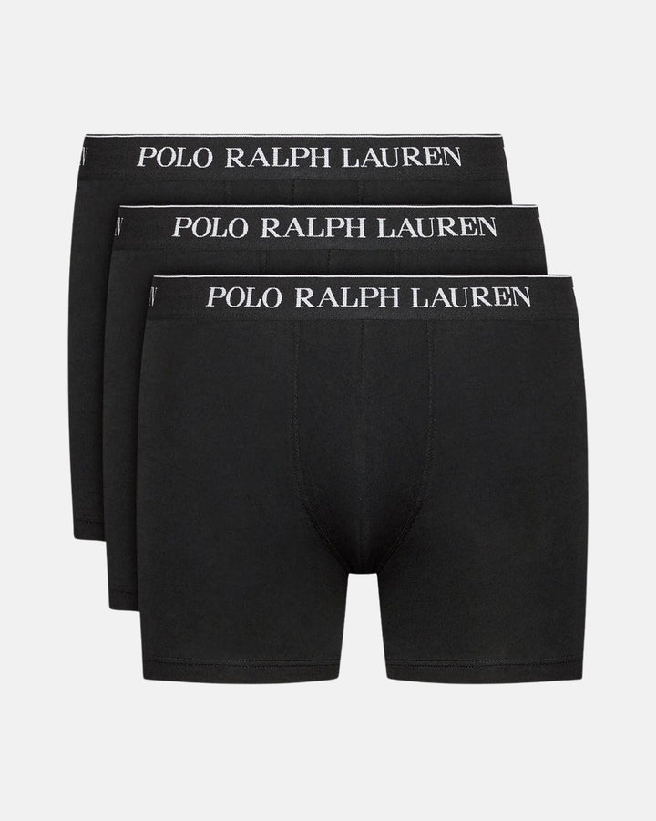 RALPH LAUREN MENS 3 PACK BOXER BRIEF TRUNKS BLACK-Designer Outlet Sales