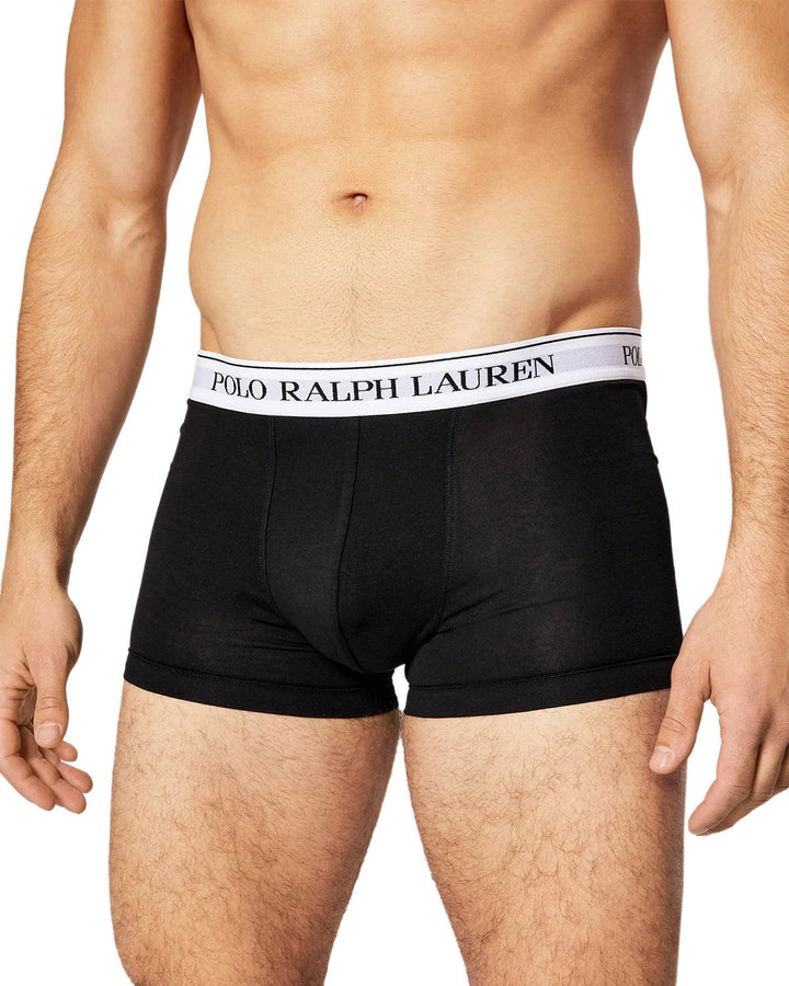 RALPH LAUREN MENS 3 PACK CLASSIC TRUNKS BLACK WHITE-Designer Outlet Sales
