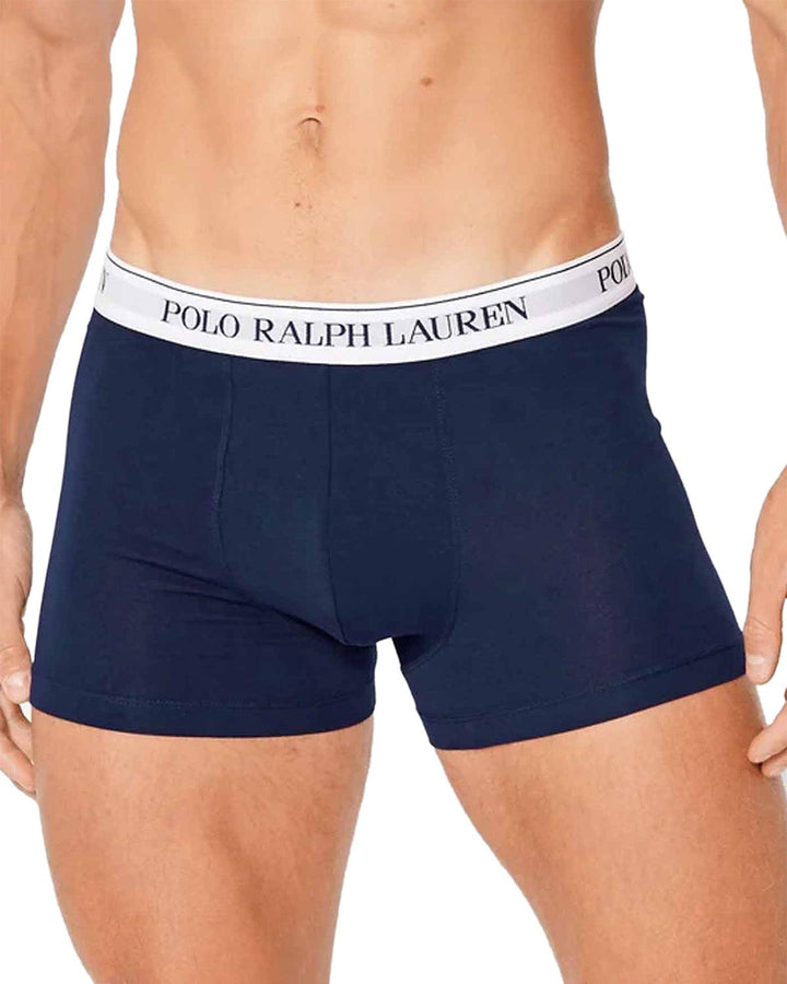 RALPH LAUREN MENS 3 PACK CLASSIC TRUNKS CRUISE NAVY WHITE-Designer Outlet Sales