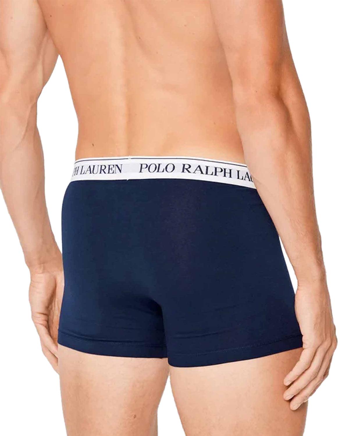 RALPH LAUREN MENS 3 PACK CLASSIC TRUNKS CRUISE NAVY WHITE Designer Outlet Sales