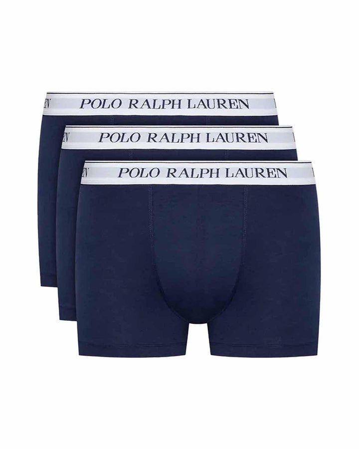 RALPH LAUREN MENS 3 PACK CLASSIC TRUNKS CRUISE NAVY WHITE-Designer Outlet Sales