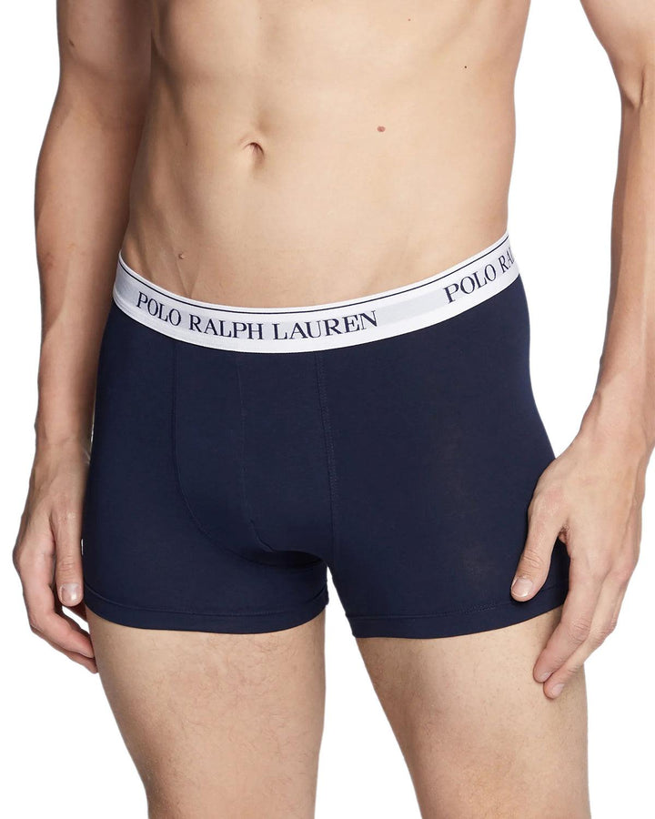 RALPH LAUREN MENS 3 PACK CLASSIC TRUNKS NAVY PATTERN-Designer Outlet Sales