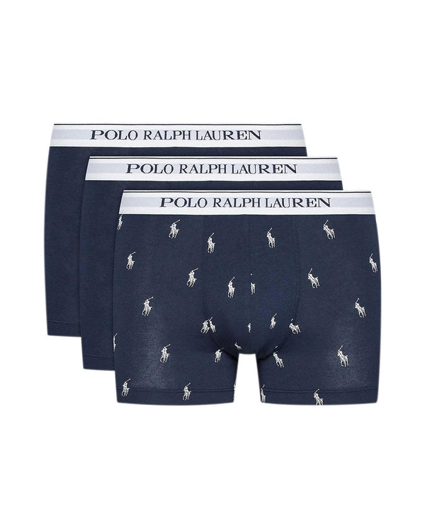 RALPH LAUREN MENS 3 PACK CLASSIC TRUNKS NAVY PATTERN-Designer Outlet Sales