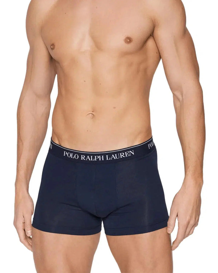 RALPH LAUREN MENS 3 PACK CLASSIC TRUNKS NAVY RED WHITE-Designer Outlet Sales