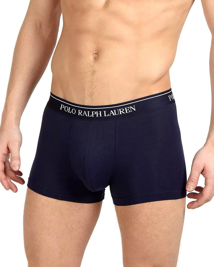 RALPH LAUREN MENS 3 PACK CLASSIC TRUNKS ROYAL AERIAL NAVY-Designer Outlet Sales