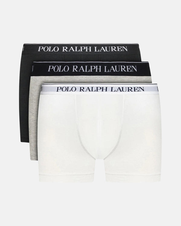 RALPH LAUREN MENS 3 PACK CLASSIC TRUNKS WHITE BLACK GREY-Designer Outlet Sales