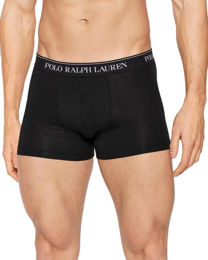 RALPH LAUREN MENS 3 PACK CLASSIC TRUNKS WHITE BLACK HEATHER GREY-Designer Outlet Sales