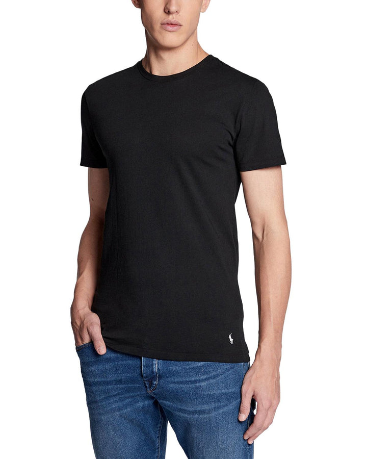 RALPH LAUREN MENS 3 PACK SLIM FIT T-SHIRTS BLACK-Designer Outlet Sales