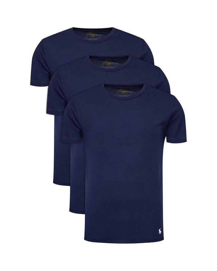 RALPH LAUREN MENS 3 PACK SLIM FIT T-SHIRTS NAVY-Designer Outlet Sales