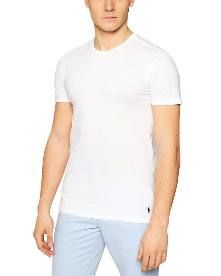 RALPH LAUREN MENS 3 PACK SLIM FIT T-SHIRTS WHITE-Designer Outlet Sales
