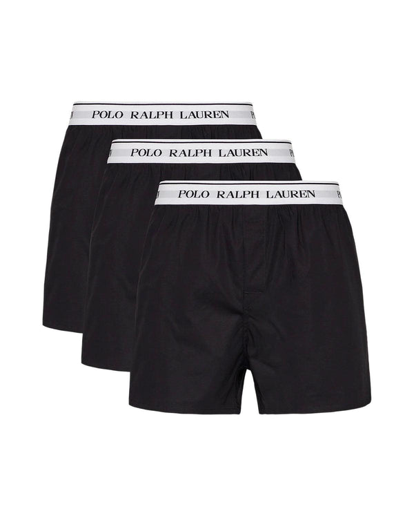 RALPH LAUREN MENS 3 PACK STRETCH COTTON BOXERS BLACK WHITE-Designer Outlet Sales