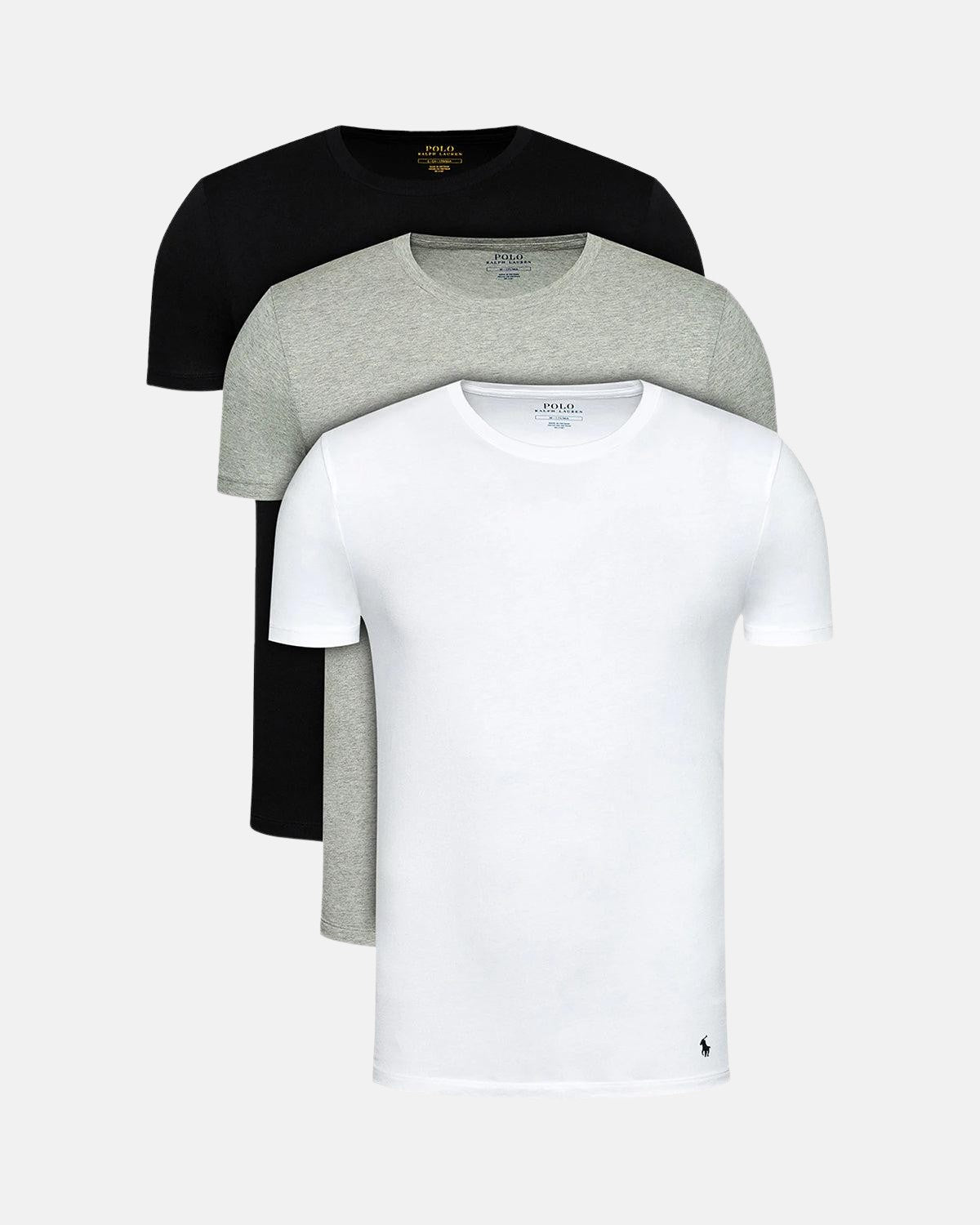 RALPH LAUREN MENS 3 PACK T - SHIRTS WHITE BLACK GREY – RALPH LAUREN MENS SLIM FIT 3 PACK T-SHIRTS WHITE BLACK GREY-714830304-002-S | Studio DOS by Designer Outlet Sales