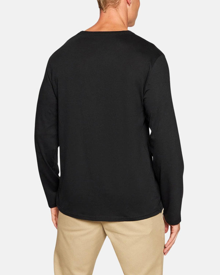 RALPH LAUREN MENS COTTON JERSEY LONG SLEEVE T-SHIRT BLACK-Designer Outlet Sales