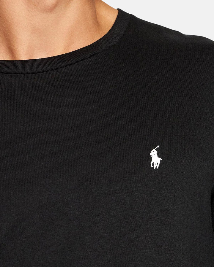 RALPH LAUREN MENS COTTON JERSEY LONG SLEEVE T-SHIRT BLACK-Designer Outlet Sales