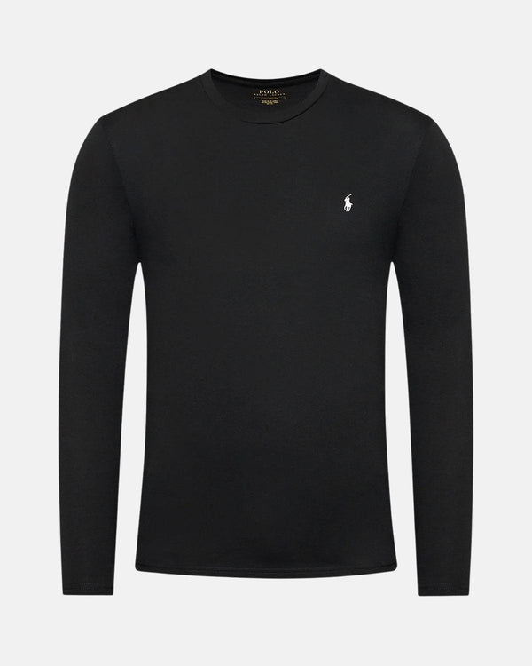 RALPH LAUREN MENS COTTON JERSEY LONG SLEEVE T-SHIRT BLACK-Designer Outlet Sales