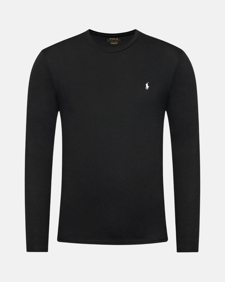 RALPH LAUREN MENS COTTON JERSEY LONG SLEEVE T-SHIRT BLACK-Designer Outlet Sales