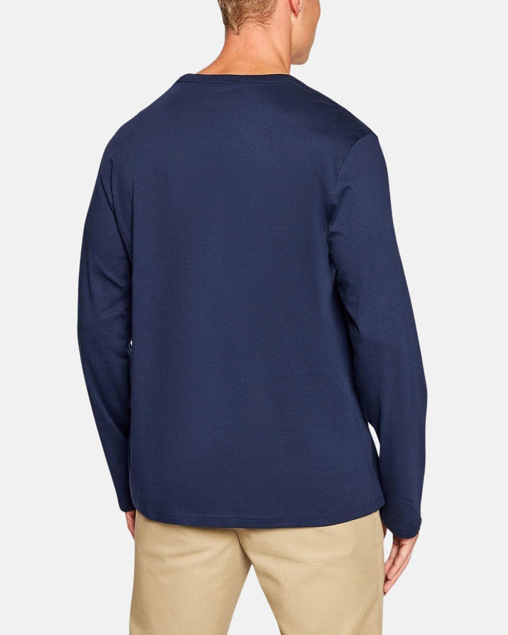 RALPH LAUREN MENS COTTON JERSEY LONG SLEEVE T-SHIRT NAVY-Designer Outlet Sales