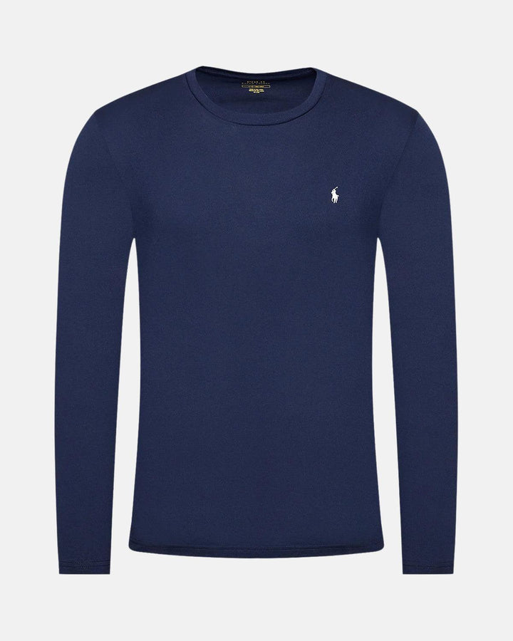 RALPH LAUREN MENS COTTON JERSEY LONG SLEEVE T-SHIRT NAVY-Designer Outlet Sales