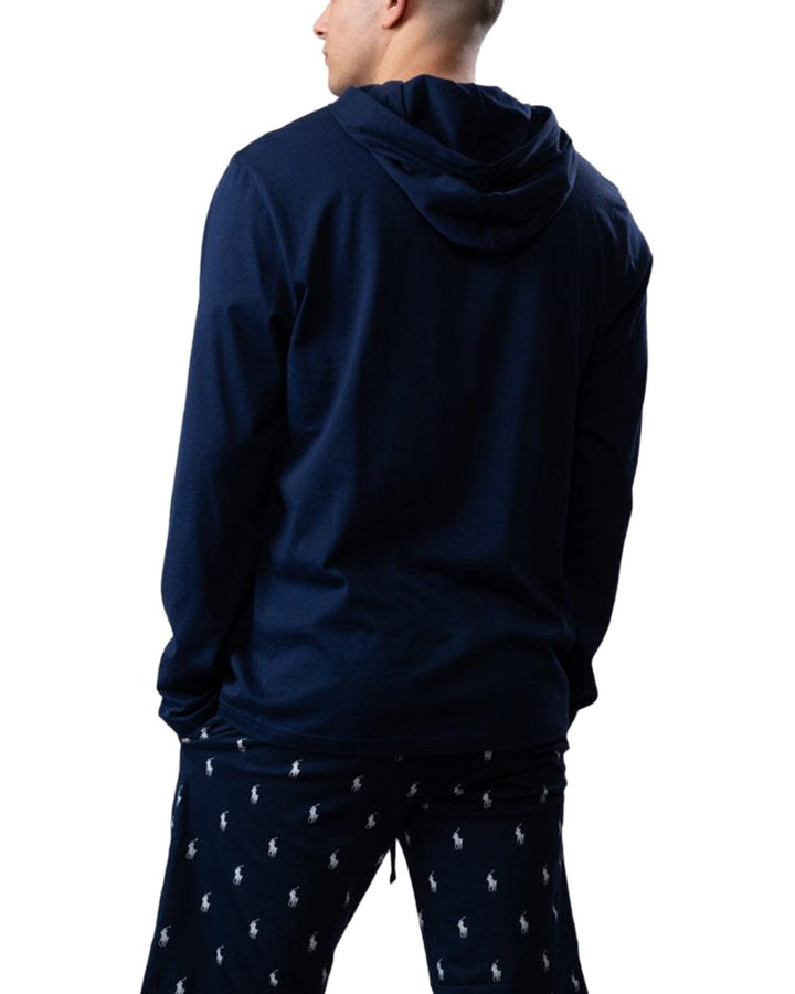 RALPH LAUREN MENS COTTON JERSEY SLEEP HOODIE CRUISE NAVY-Designer Outlet Sales