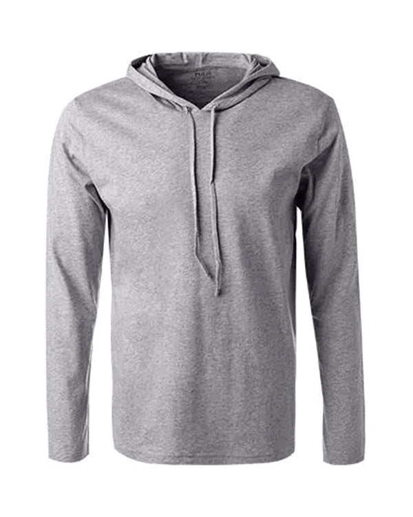 RALPH LAUREN MENS COTTON JERSEY SLEEP HOODIE HEATHER GREY-Designer Outlet Sales