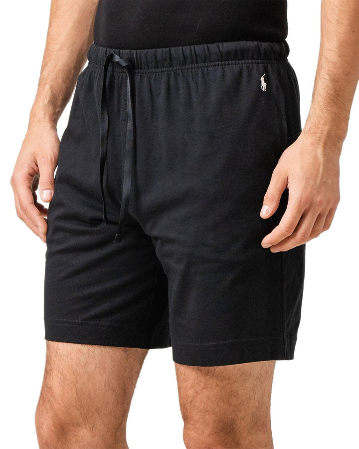 RALPH LAUREN MENS COTTON JERSEY SLEEP SHORTS BLACK-Designer Outlet Sales