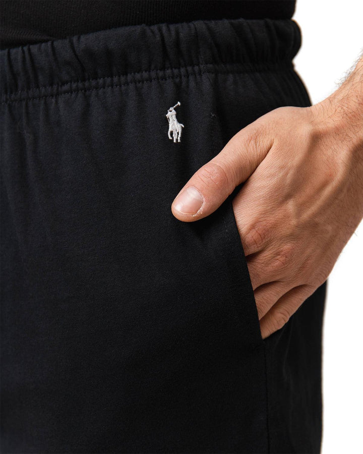 RALPH LAUREN MENS COTTON JERSEY SLEEP SHORTS BLACK-Designer Outlet Sales