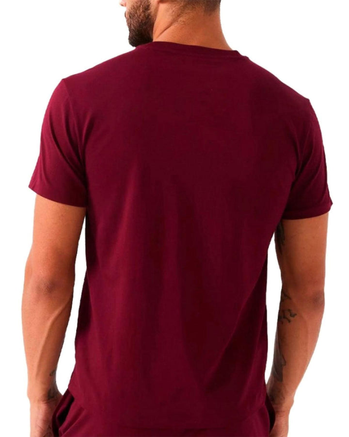 RALPH LAUREN MENS CREST POLO T-SHIRT BURGUNDY-Designer Outlet Sales