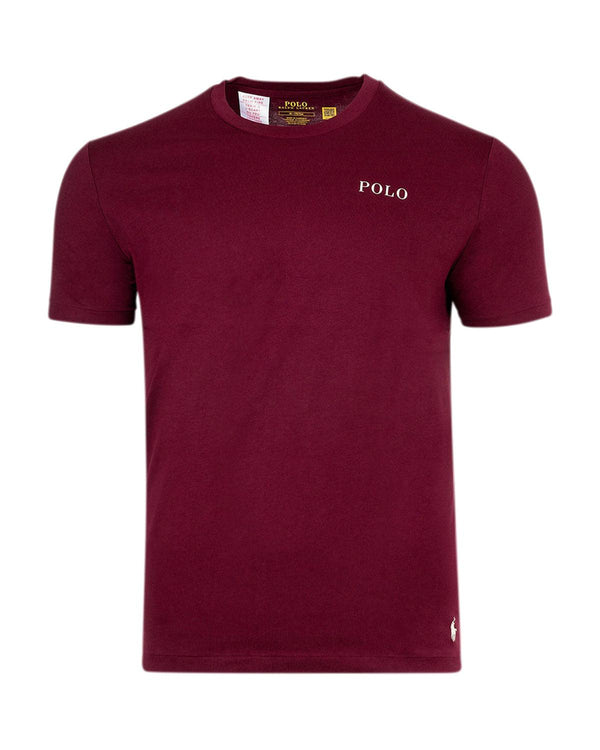 RALPH LAUREN MENS CREST POLO T-SHIRT BURGUNDY-Designer Outlet Sales