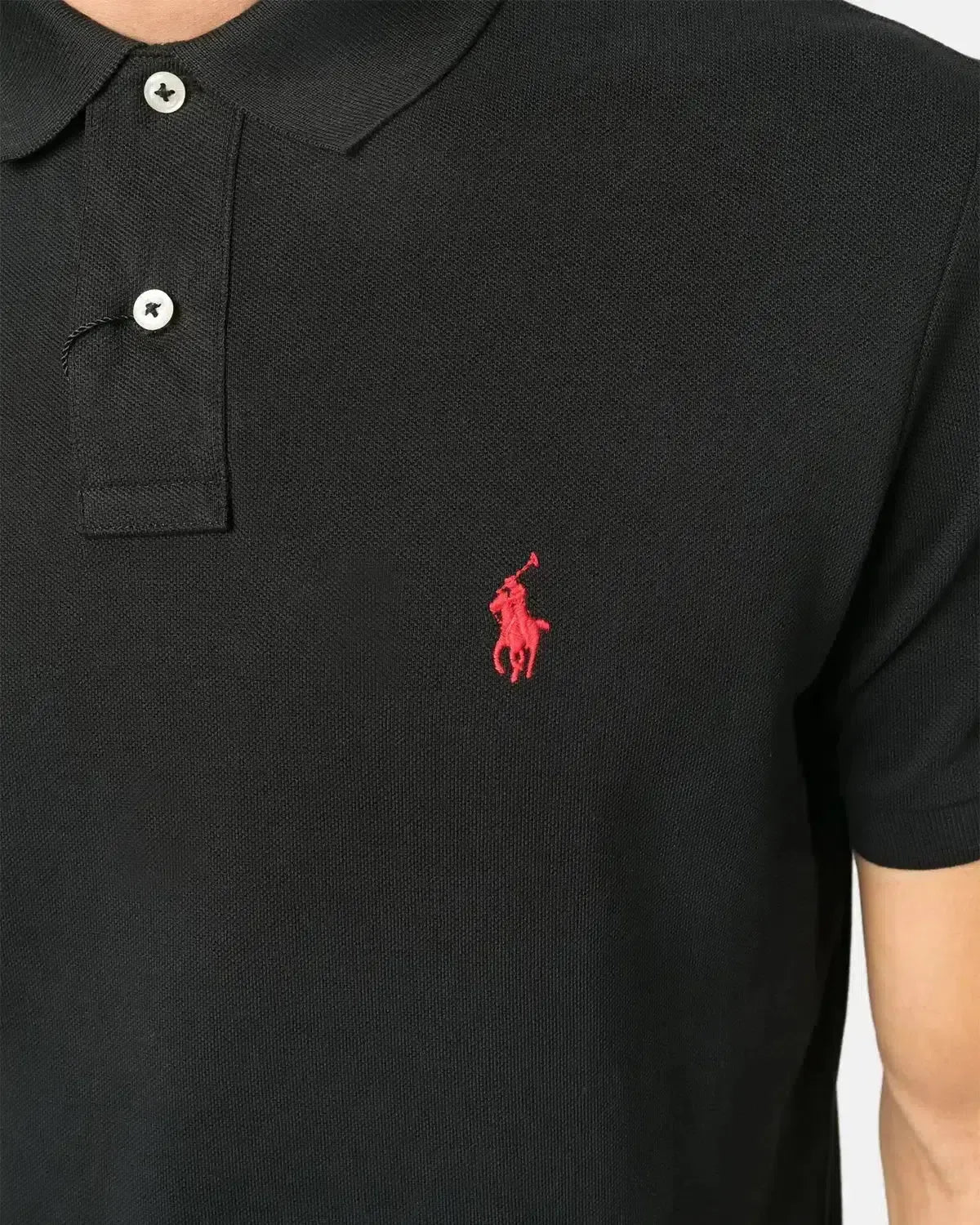 RALPH LAUREN MENS CUSTOM SLIM FIT MESH POLO SHIRT BLACK RED – RALPH-LAUREN-710782592-001-S | Studio DOS by Designer Outlet Sales