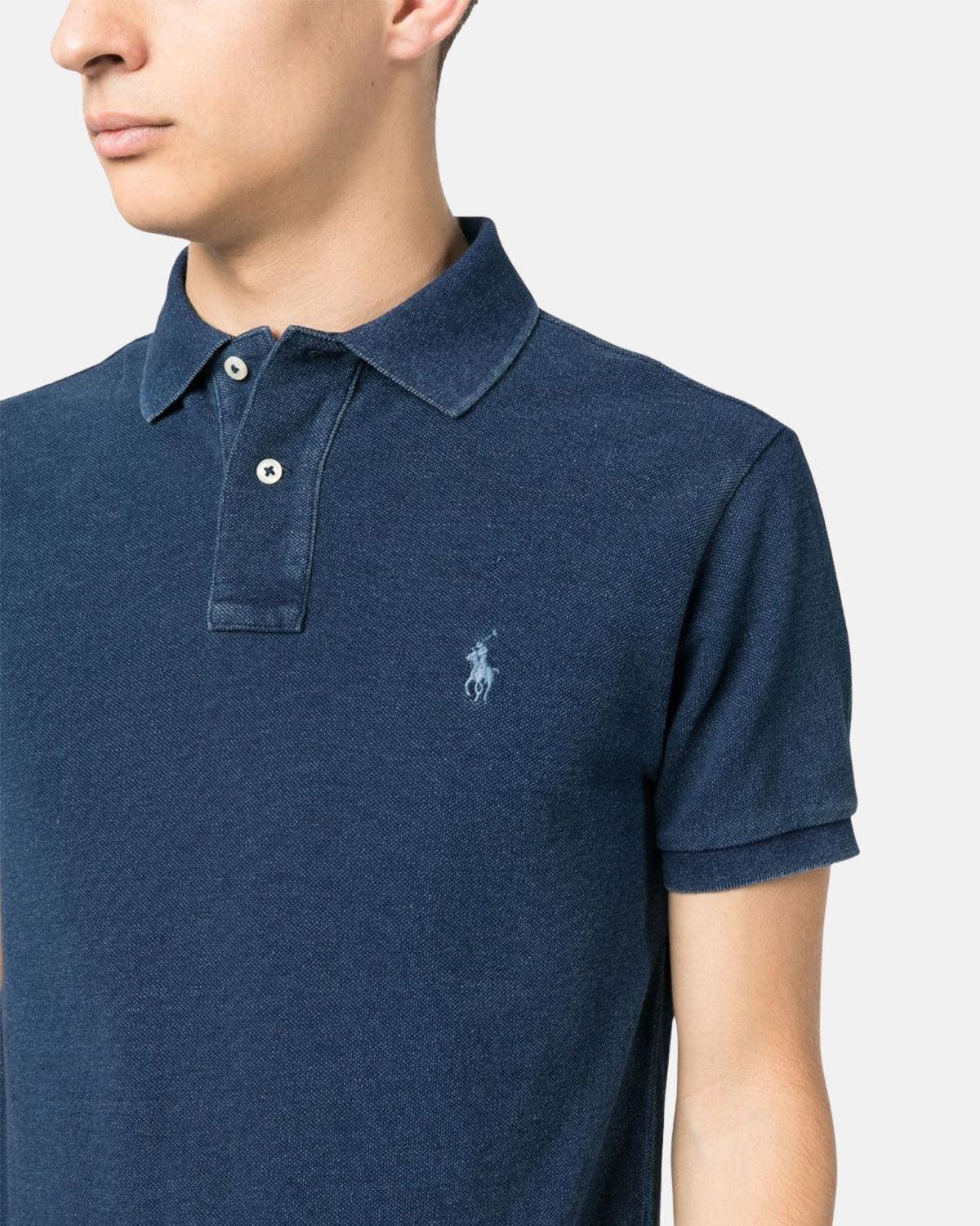 RALPH LAUREN MENS CUSTOM SLIM FIT MESH POLO SHIRT DARK INDIGO Designer Outlet Sales