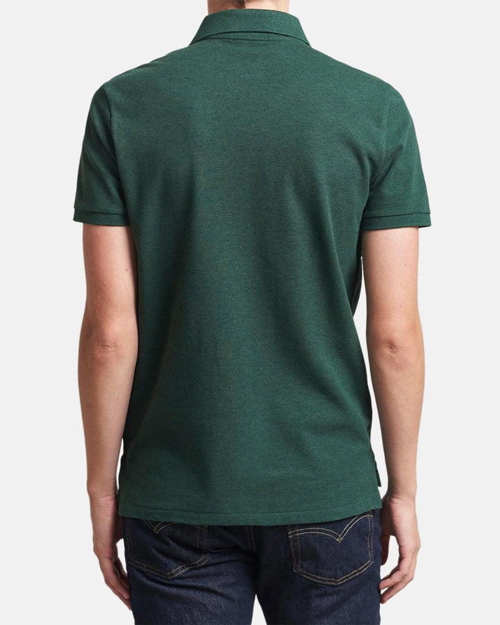 RALPH LAUREN MENS CUSTOM SLIM FIT MESH POLO SHIRT SCOTCH PINE HEATHER-Designer Outlet Sales