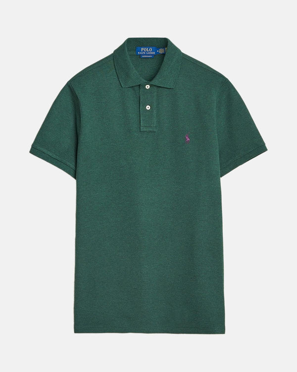 RALPH LAUREN MENS CUSTOM SLIM FIT MESH POLO SHIRT SCOTCH PINE HEATHER-Designer Outlet Sales