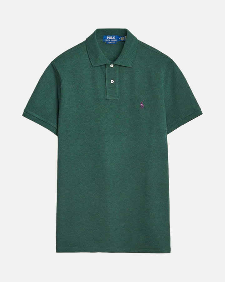 RALPH LAUREN MENS CUSTOM SLIM FIT MESH POLO SHIRT SCOTCH PINE HEATHER-Designer Outlet Sales